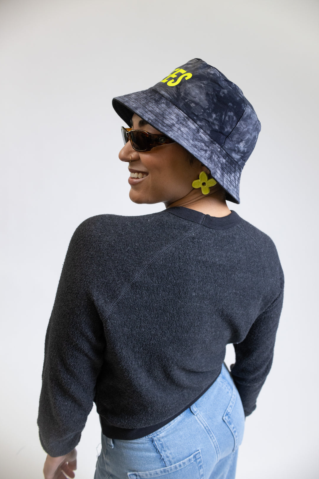 CVTVLIST STENCIL BUKET HAT”TURQUOISE” distressed-denim-bucket-hat-